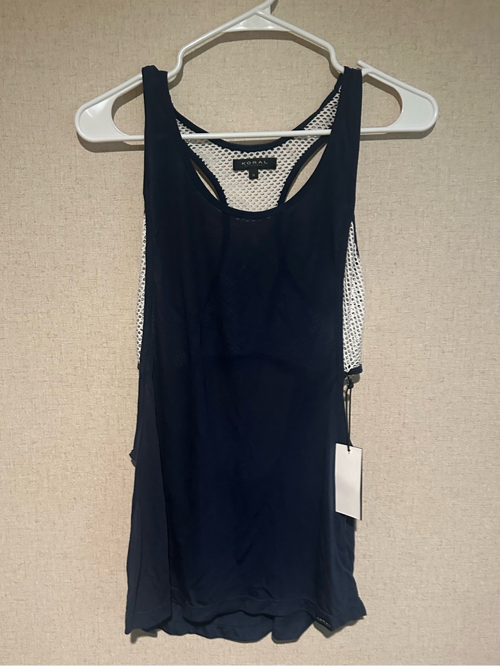 Koral Activewear Medium Navy Villa Mesh RazorBack Tank Top